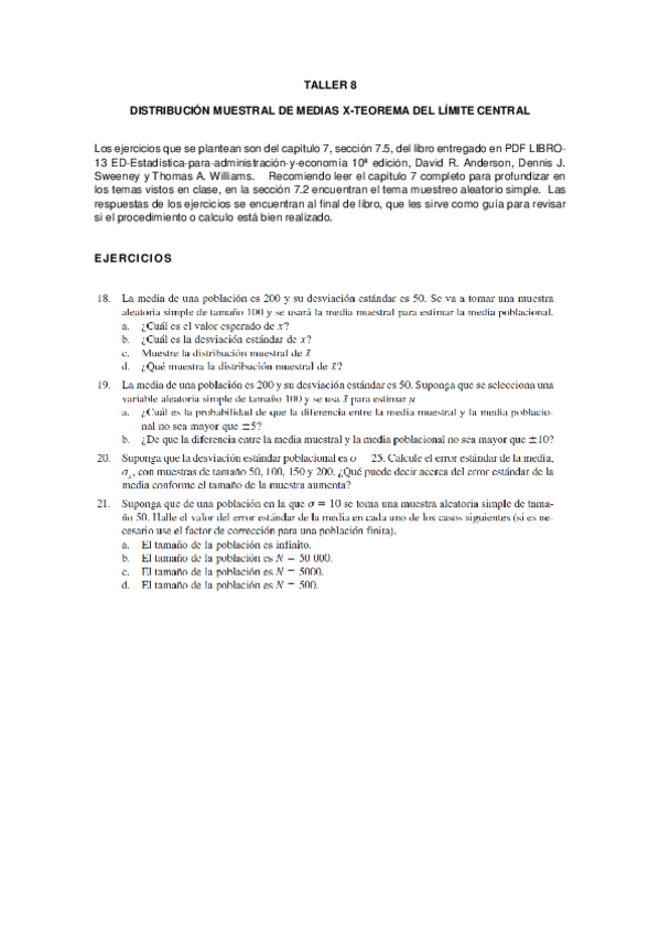 Miniatura del documento TALLER 8 DISTRIBUCIÓN MUESTRAL DE MEDIA-TEOREMA CENTRAL DEL LÍMITE.pdf