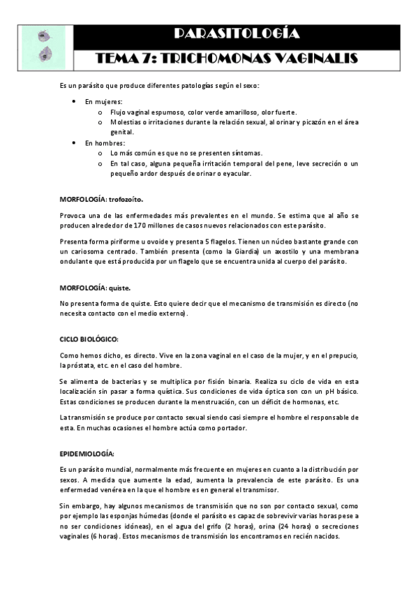 Miniatura del documento Tema 7 TRICHOMONAS VAGINALIS.pdf