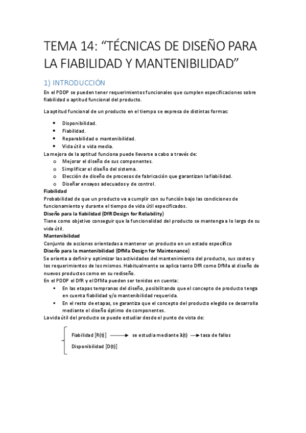 Miniatura del documento resumen TEMA 14 Técnicas de diseño para fiabilidad y mantenibilidad.pdf