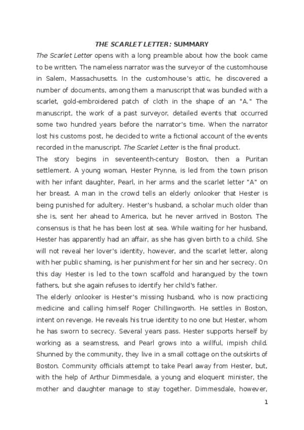Miniatura del documento THE SCARLET LETTER SUMMARY.docx