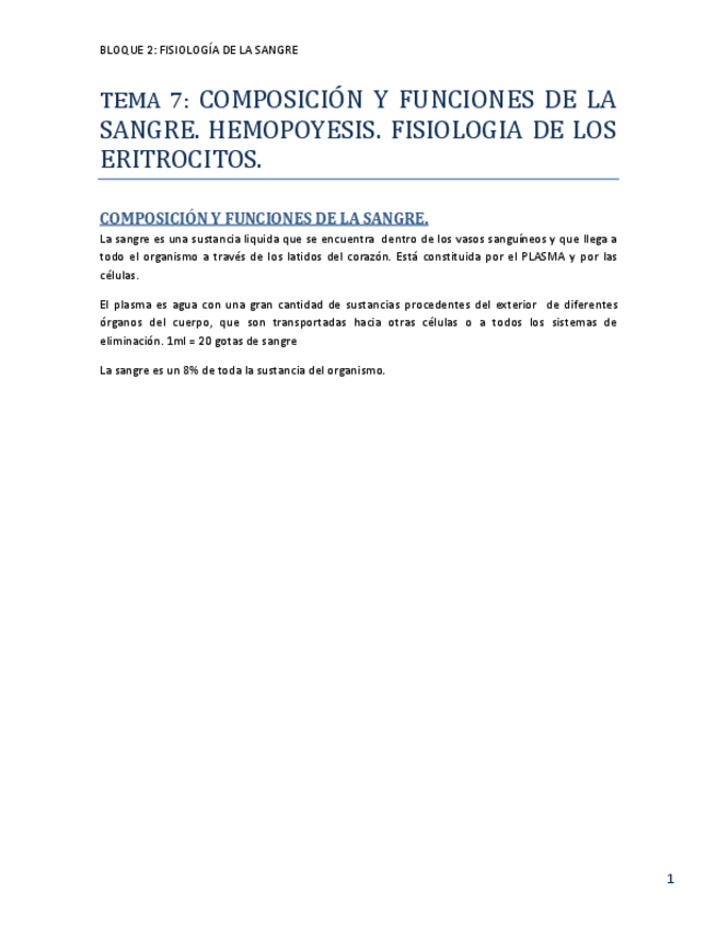 Miniatura del documento TEMA 7 composicio  y funciones de la sangre. hemopoyesis. fiiologia de los eritrocitos..pdf