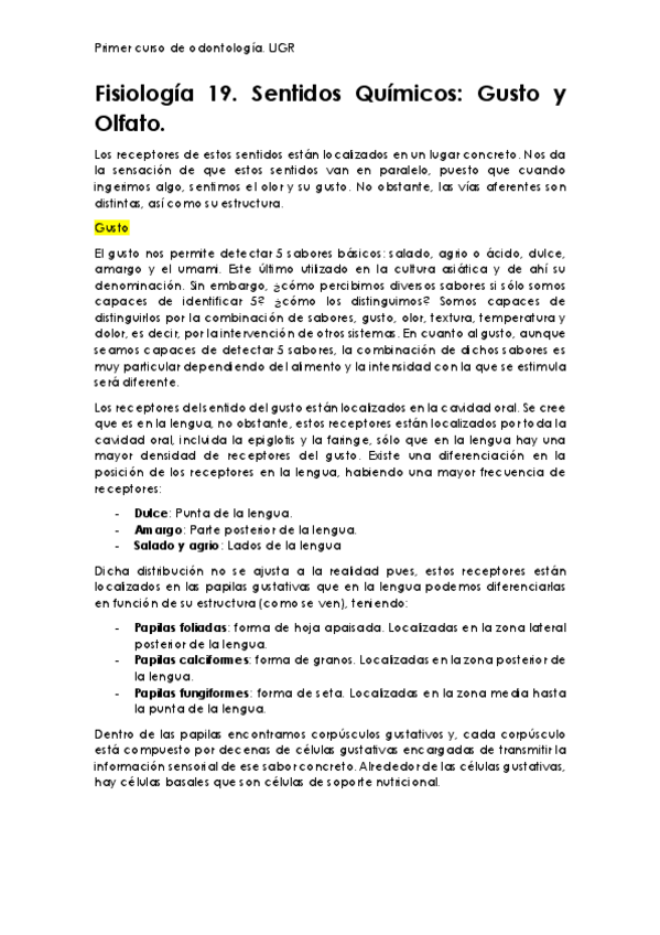 Miniatura del documento Fisiología 19. Gusto y Olfato..pdf