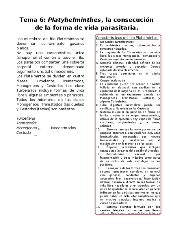Miniatura del documento Tema-6-Platyhelminthes-la-consecucion-de-la-forma-de-vida-parasitaria.docx