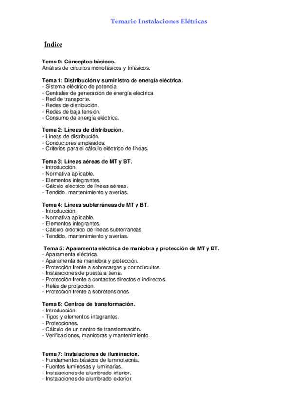 Miniatura del documento Temario Instalaciones Eléctricas.pdf