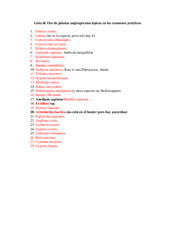 Miniatura del documento Lista de Oro de plantas angiospermas típicas en los examenes prácticos.doc