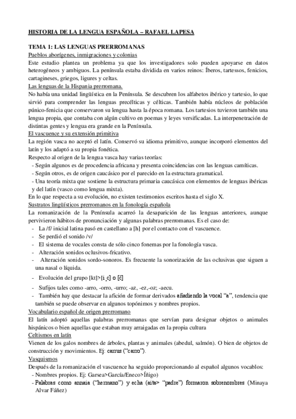 Miniatura del documento Resumen. Historia de la lengua española – Rafael Lapesa.pdf