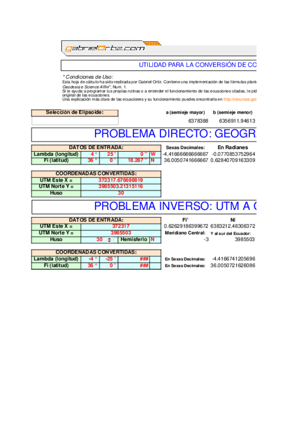 Miniatura del documento Conversor UTM - Coordenadas geográficas.xls