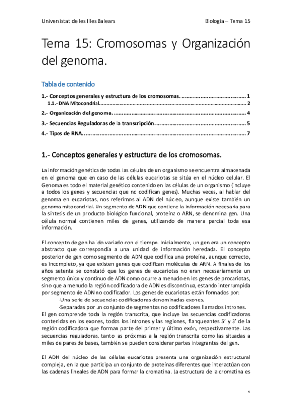Miniatura del documento Tema 15 - Cromosomas y Organización del genoma.pdf