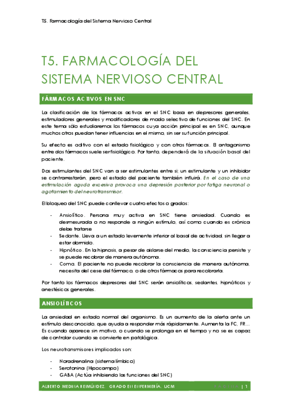 Miniatura del documento T5. Farmacología del Sistema Nervioso Central.pdf