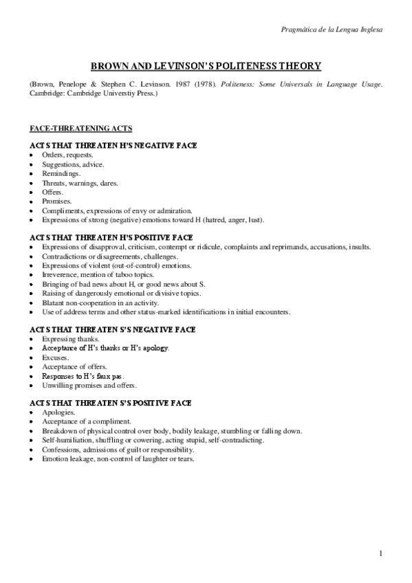 Miniatura del documento Brown and Levinson's Politeness Theory.pdf