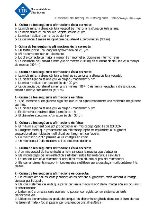 Miniatura del documento 00 Qüestions Mètode Histològic examen.pdf