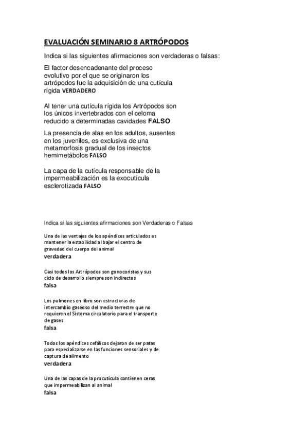 Miniatura del documento Evaluación seminario 8 Artrópodos I