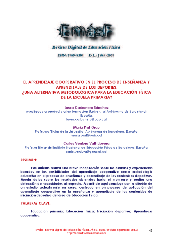 Miniatura del documento Elaprendizajecooperativoenelprocesodeensenanzaaprendizajedelosdeportes.pdf