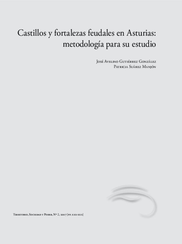 Miniatura del documento GUTIERREZ Y SUAREZ 2007 Castillos y fortalezas feudales en Asturas Metodologia estudio.pdf