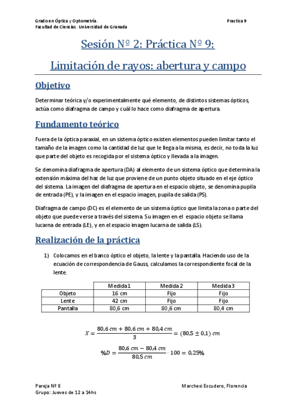 Miniatura del documento Práctica Nº 9 - Limitación de rayos. Apertura y campo.pdf