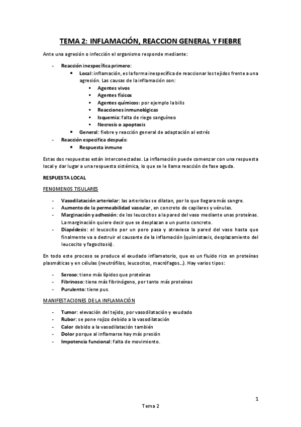 Miniatura del documento Tema 2 INFLAMACIÓN REACCIÓN GENERAL Y FIEBRE.pdf