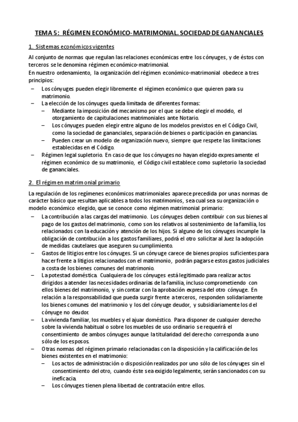 Miniatura del documento Tema 5 - Regimen económico matrimonial. Ganaciales.pdf