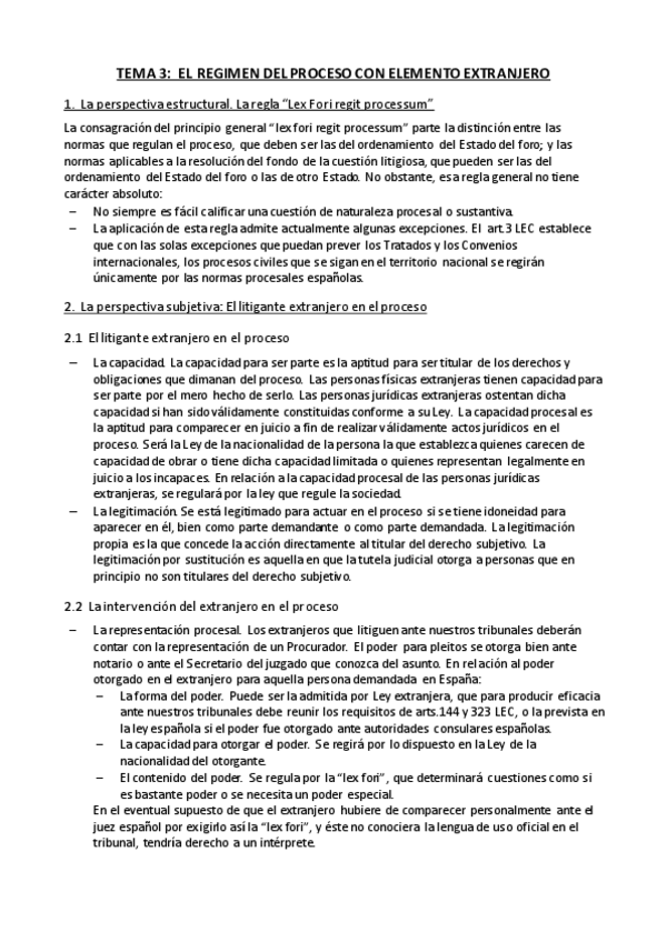 Miniatura del documento Tema 3 - Régimen del proceso con elemento extranjero.pdf