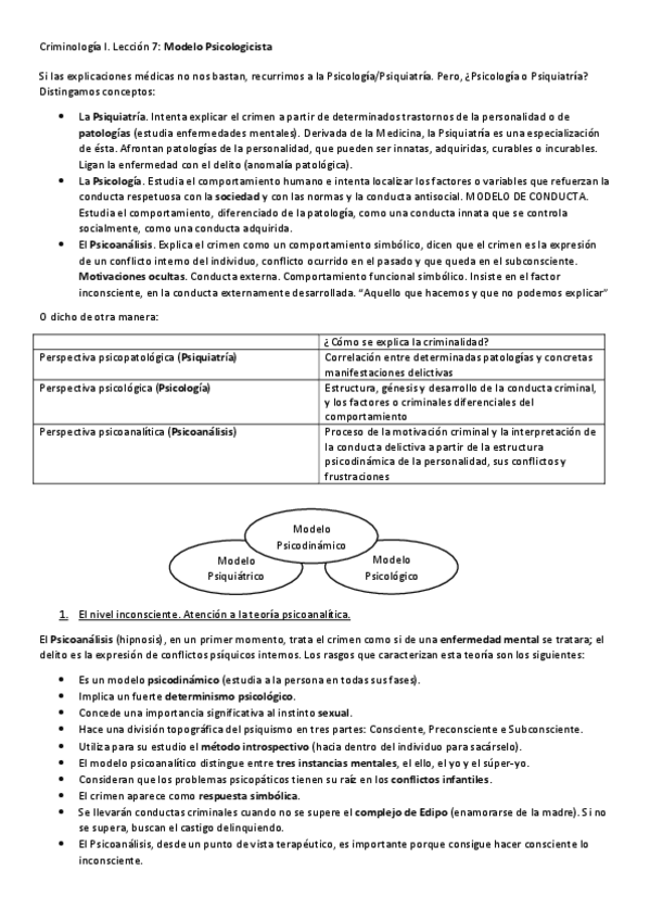 Miniatura del documento Criminologia I. LEccion 7 Modelo Psicologicista.pdf
