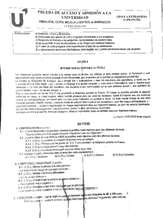 Miniatura del documento Examen-selectividad-Frances-2018-2019.pdf
