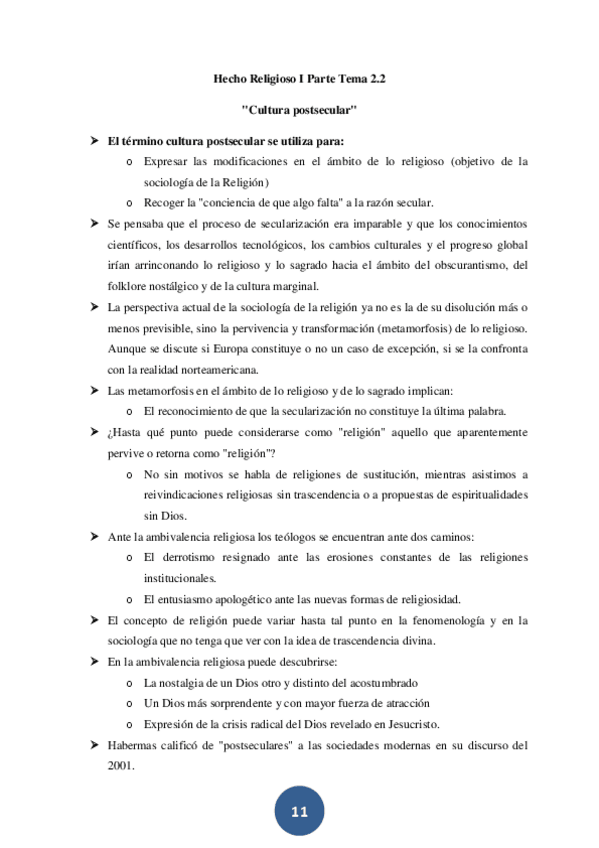 Miniatura del documento Hecho Religioso I Parte Tema 2.2 Cultura Postsecular.pdf