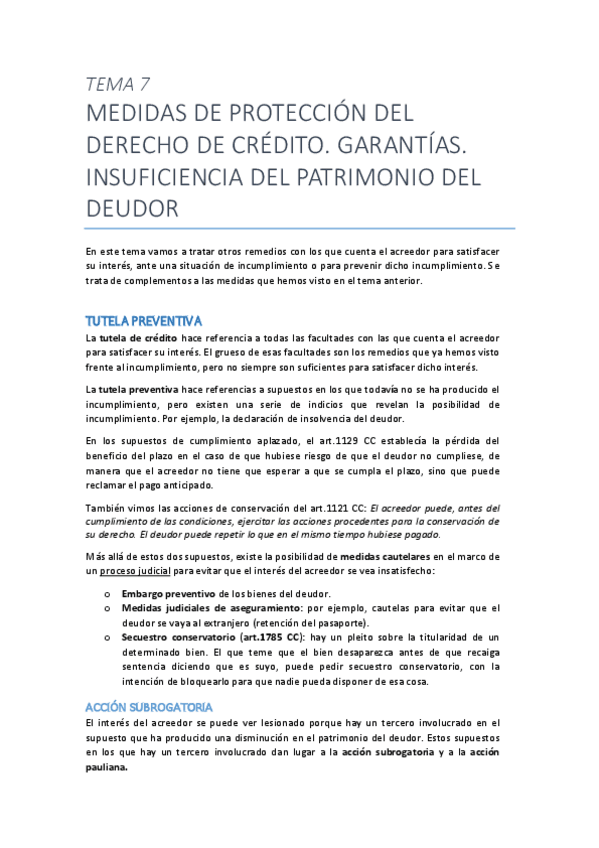 Miniatura del documento Tema 7. Medidas de protección del derecho de crédito.pdf