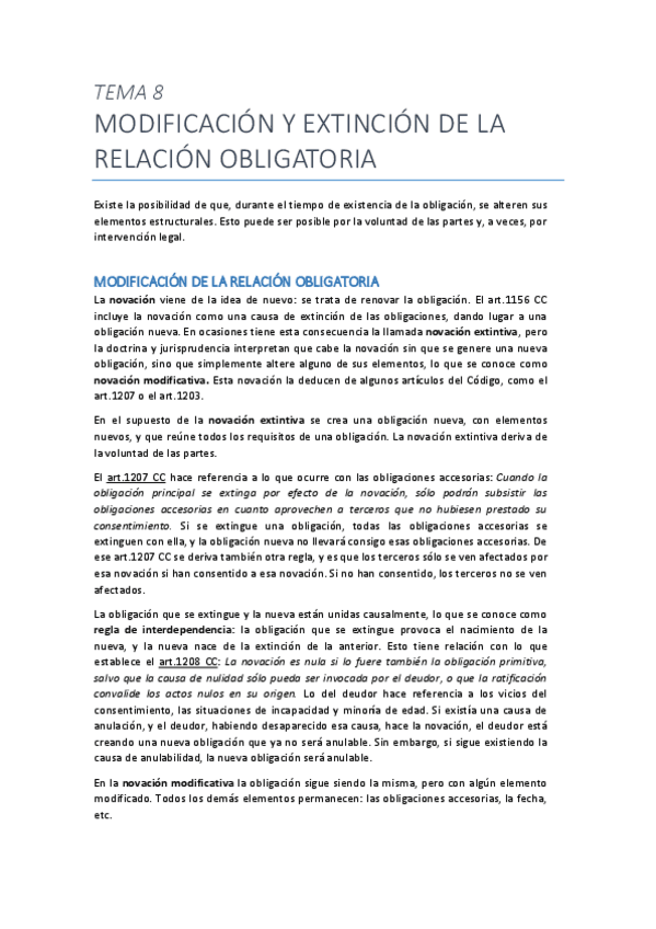 Miniatura del documento Tema 8. Modificación y extinción de la relación obligatoria.pdf