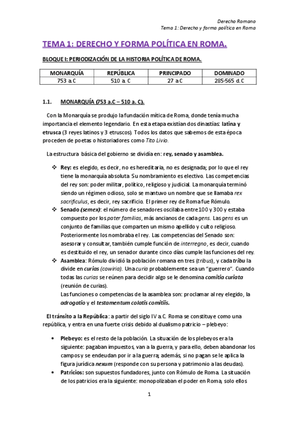Miniatura del documento TEMA 1. DERECHO Y FORMA POLÍTICA DE ROMA.pdf