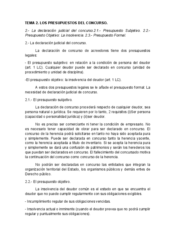 Miniatura del documento TEMA 2 Los presupuestos del concurso.pdf