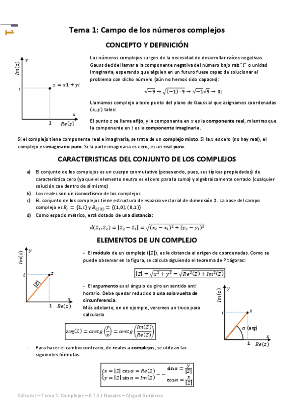 Miniatura del documento Cálculo I - Tema 1 - Números Complejos.pdf
