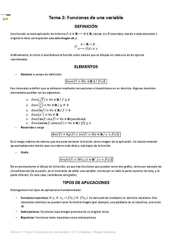 Miniatura del documento Cálculo I - Tema 2 - Funciones de una Variable.pdf