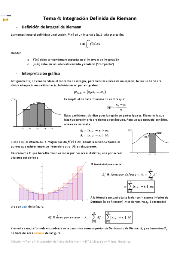 Miniatura del documento Cálculo I - Tema 4 - Integración Definida de Riemann.pdf