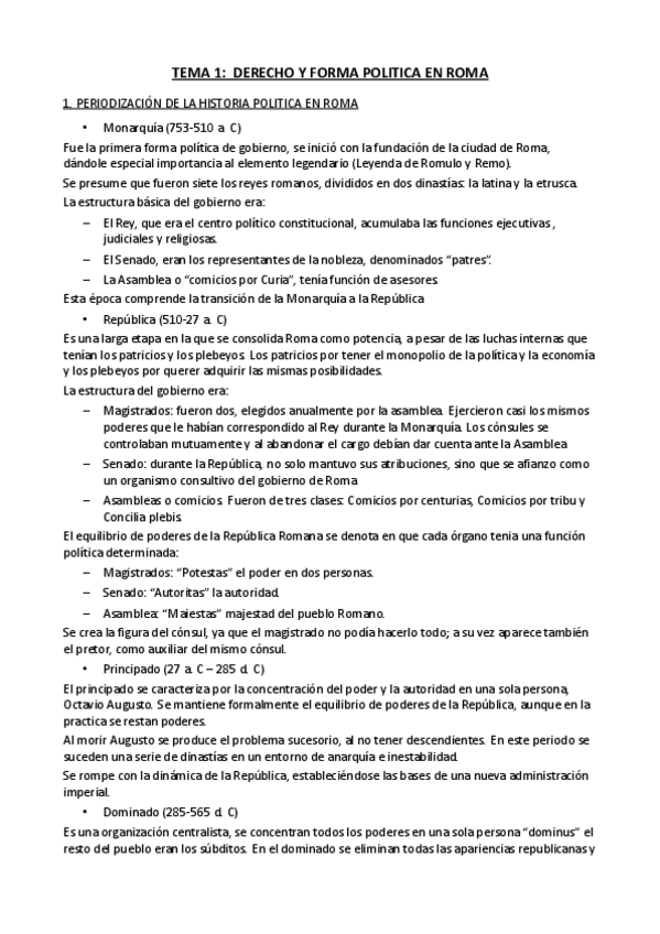 Miniatura del documento Tema 1 - Derecho y forma politica en Roma.pdf