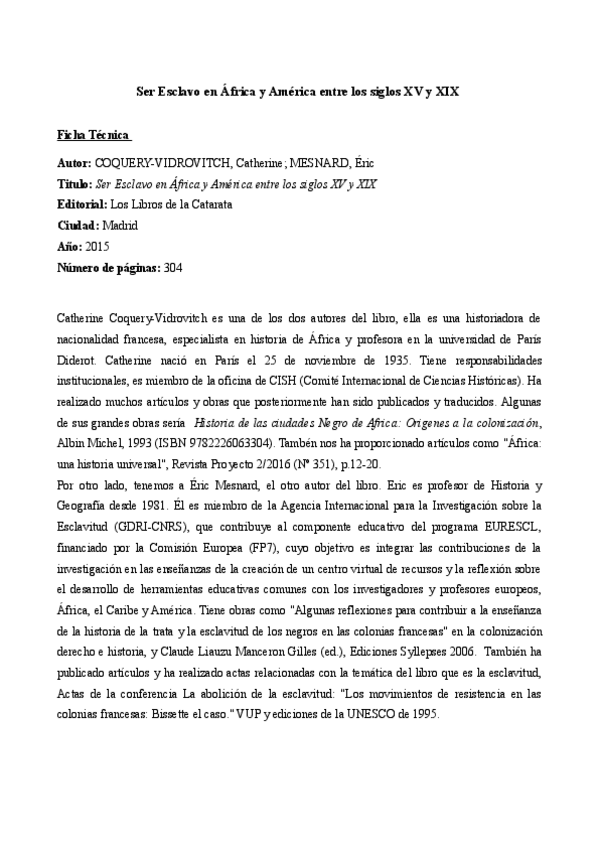 Miniatura del documento Reseña de Ser Esclavo en África y América entre los siglos XV y XIX.pdf