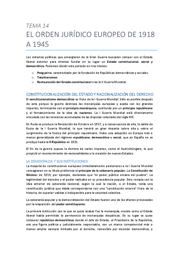 Miniatura del documento Tema 14. El orden juridico europeo de 1918 a 1945.pdf