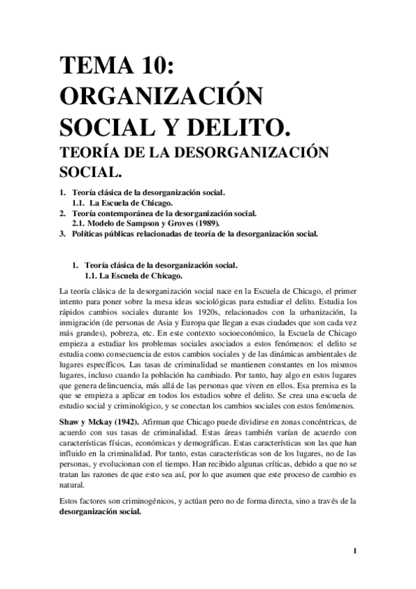 Miniatura del documento Tema 10. Organización social y delito. Teoría de la desorganización social..pdf