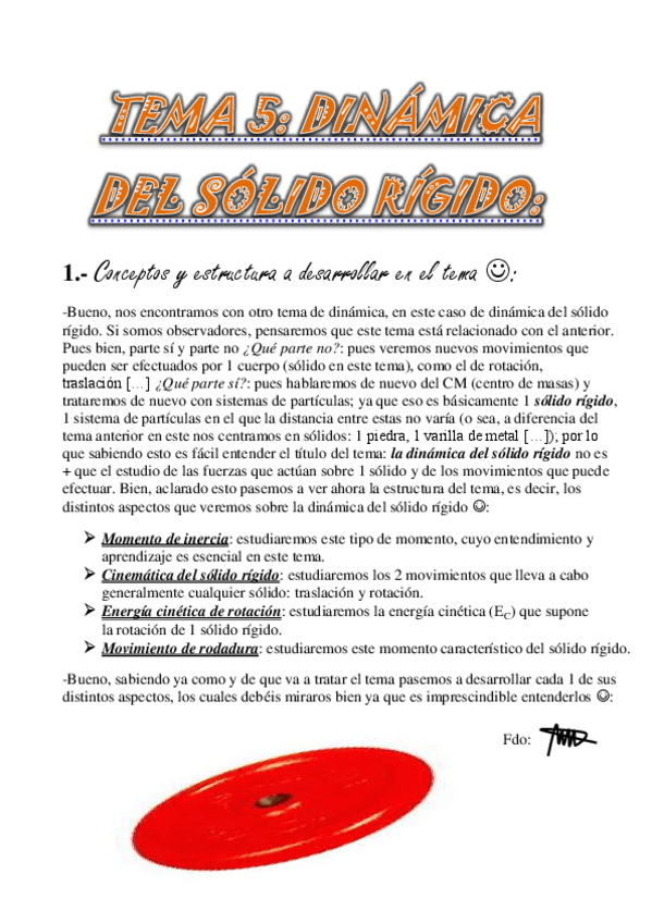 Miniatura del documento TEMA 5. Dinámica del Sólido Rígido.pdf