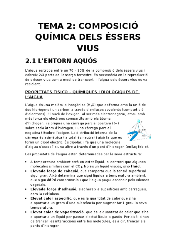 Miniatura del documento Tema 2 - Composició química dels éssers vius.docx