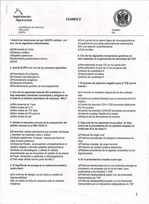 Miniatura del documento Examen inmunologia2016.pdf