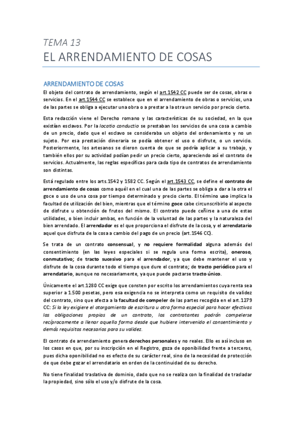 Miniatura del documento Tema 13. El arrendamiento de cosas.pdf