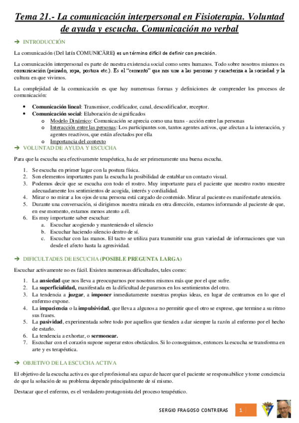 Miniatura del documento Tema 21.- La comunicación interpersonal en Fisioterapia - Voluntad de ayuda y escucha.pdf