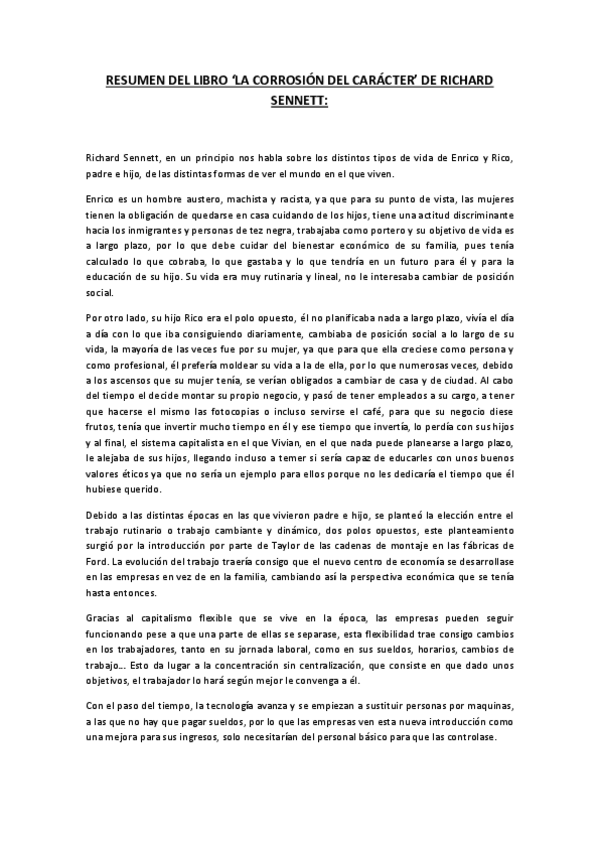 Miniatura del documento RESUMEN DEL LIBRO ‘LA CORROSIÓN DEL CARÁCTER’ DE RICHARD SENNETT.pdf