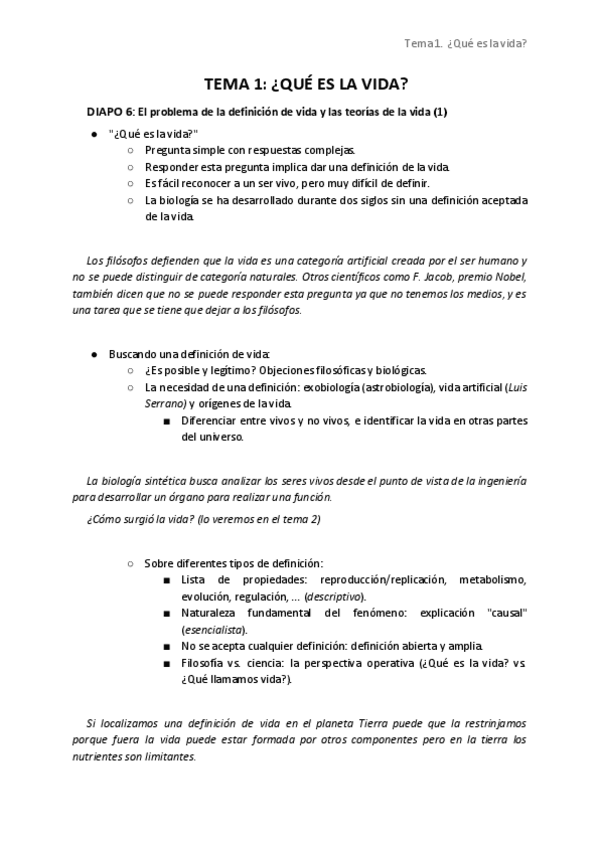 Miniatura del documento Tema 1. ¿Qué es la vida?