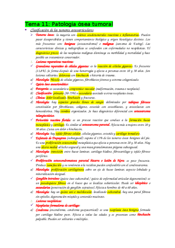 Miniatura del documento TEMA 10 PATOLOGÍA ÓSEA TUMORAL