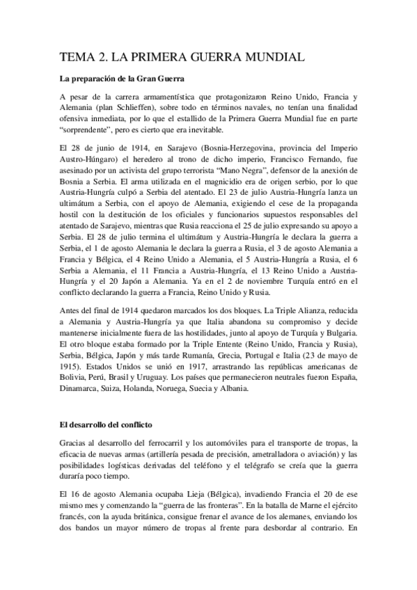 Miniatura del documento Tema 2. La primera guerra mundial.pdf
