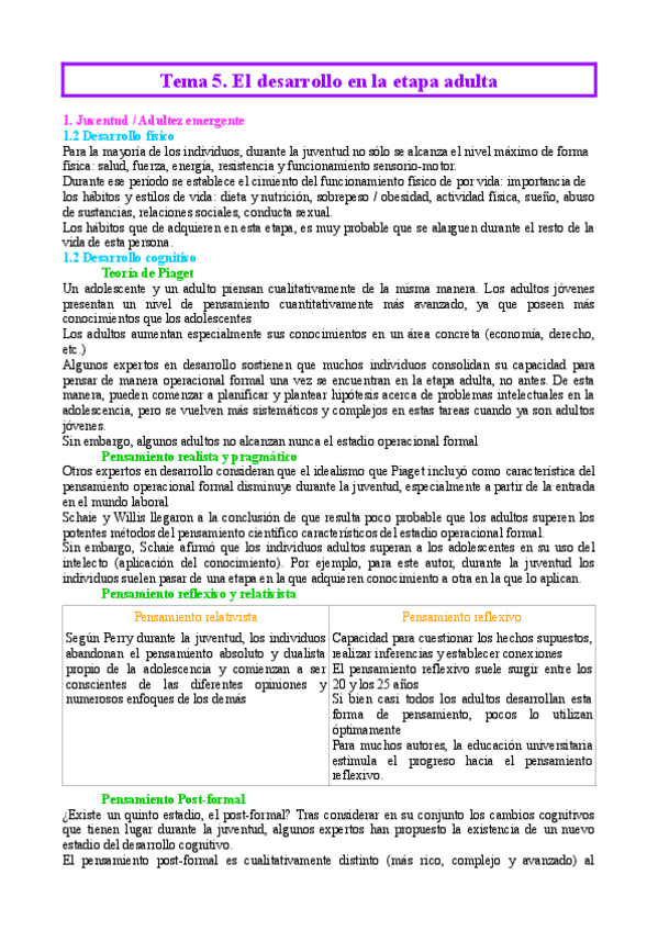 Miniatura del documento Tema 5. El desarrollo en la etapa adulta.pdf