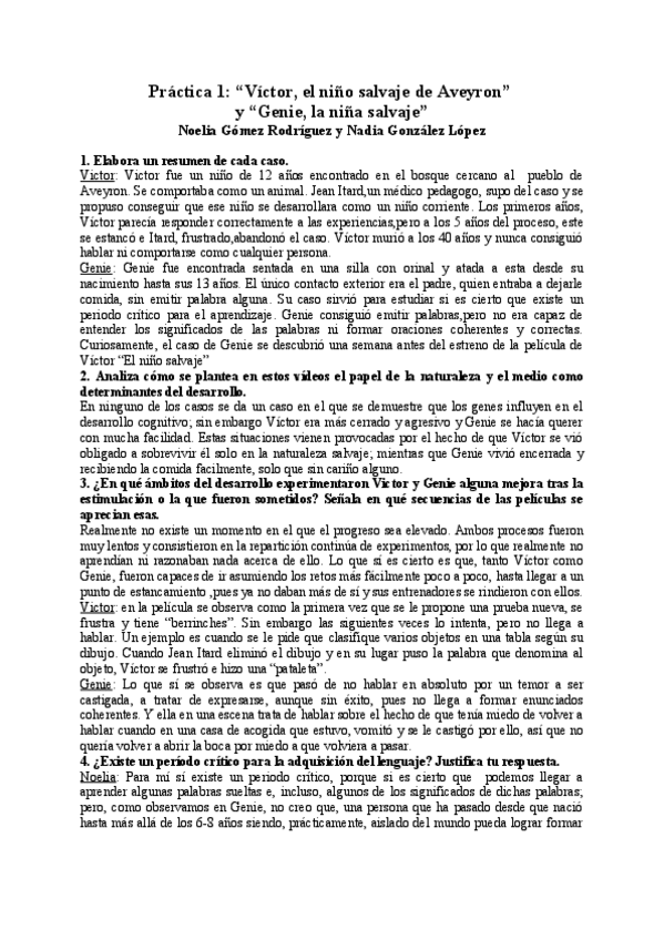 Miniatura del documento Práctica 1- Víctor el niño salvaje y Genie la niña salvaje.pdf