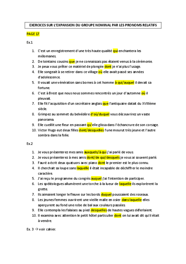 Miniatura del documento 5.EXERCICES SUR L’EXPANSION DU GROUPE NOMINAL PAR LES PRONOMS RELATIFS.pdf