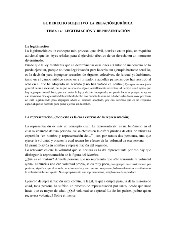 Miniatura del documento TEMA 14 LEGITIMACIÓN Y REPRESENTACIÓN.pdf