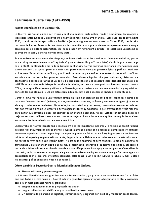Miniatura del documento Tema 2 La Guerra Fría